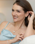 Clear Cubic Zirconia Halo Stud Earrings