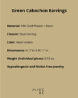 Neon Green Cabochon Earrings
