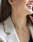 Gold Beaded Necklace with Cubic Zirconia