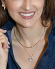 Gold Beaded Necklace with Cubic Zirconia