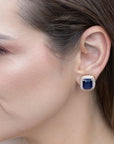 Radiant Halo Earrings - Navy Blue