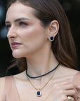 Radiant Halo Earrings - Navy Blue