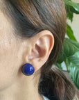 Blue Cabochon Clip On Earring