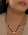 Crystal Necklace with Mother-of-Pearl Pendant