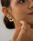 Gold Circular Earrings with Zirconia