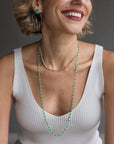Gold Necklace with Green Crystals