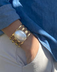 Gold Pearl Cuff Bracelet