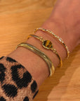 Natural Stone Gold-Plated Curved Bracelet