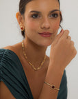 Natural Stone Gold-Plated Curved Bracelet