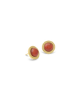 Red Agate Gold-Plated Round Earrings