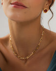 Red Agate Gold-Plated Round Earrings