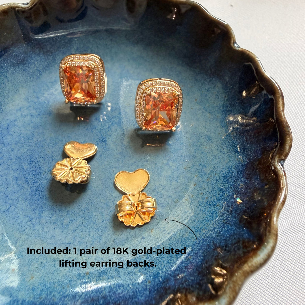 Radiant Halo Earrings - Champagne