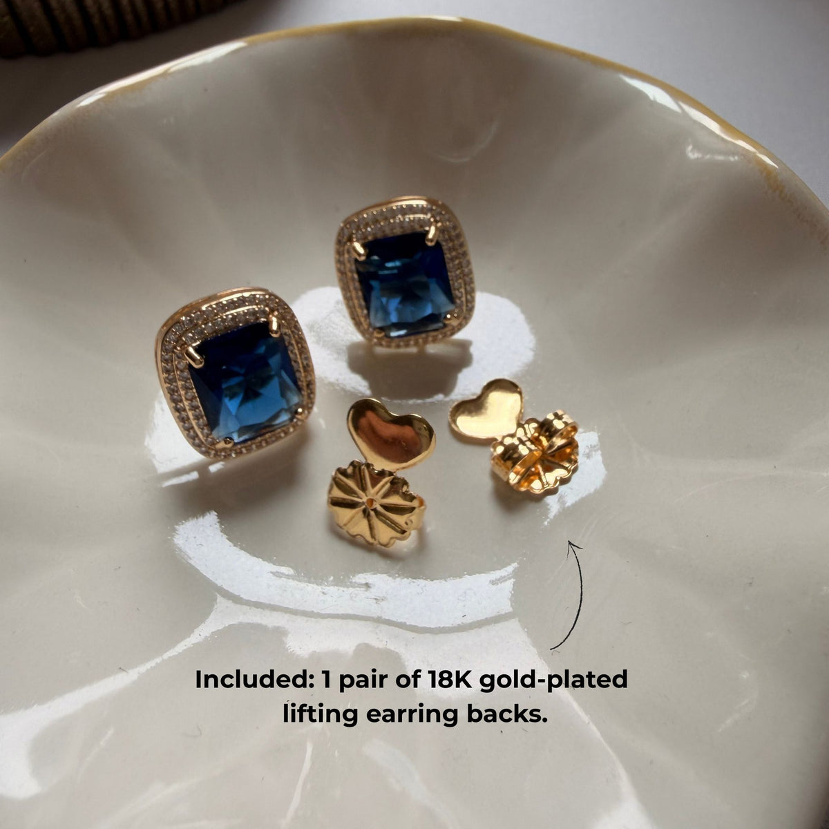 Radiant Halo Earrings - Navy Blue