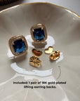 Radiant Halo Earrings - Navy Blue