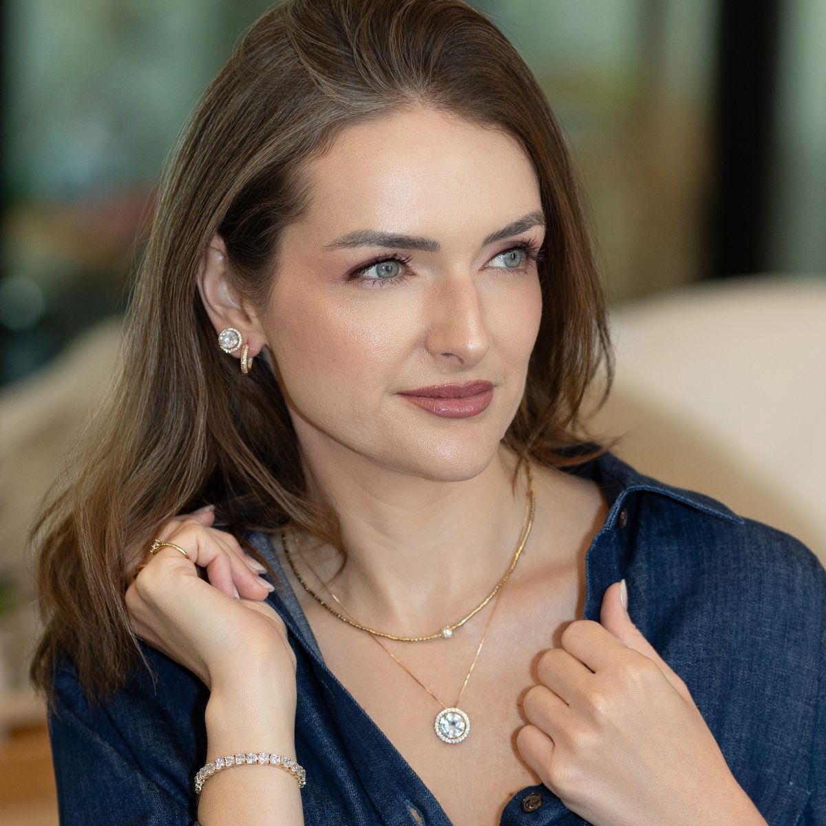 Clear Cubic Zirconia Halo Stud Earrings