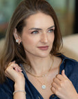 Clear Cubic Zirconia Halo Stud Earrings
