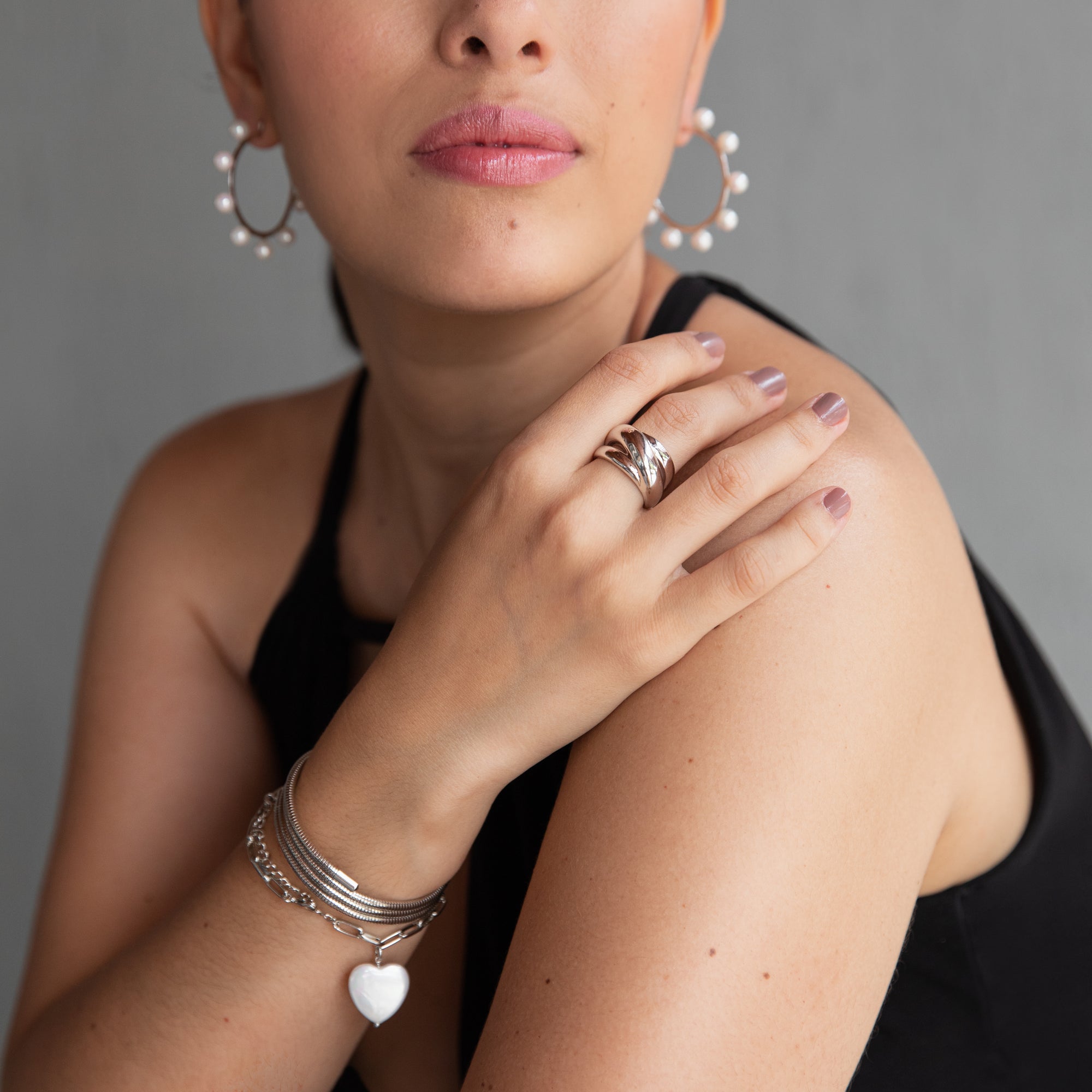 Shell Pearl Hoop Earring
