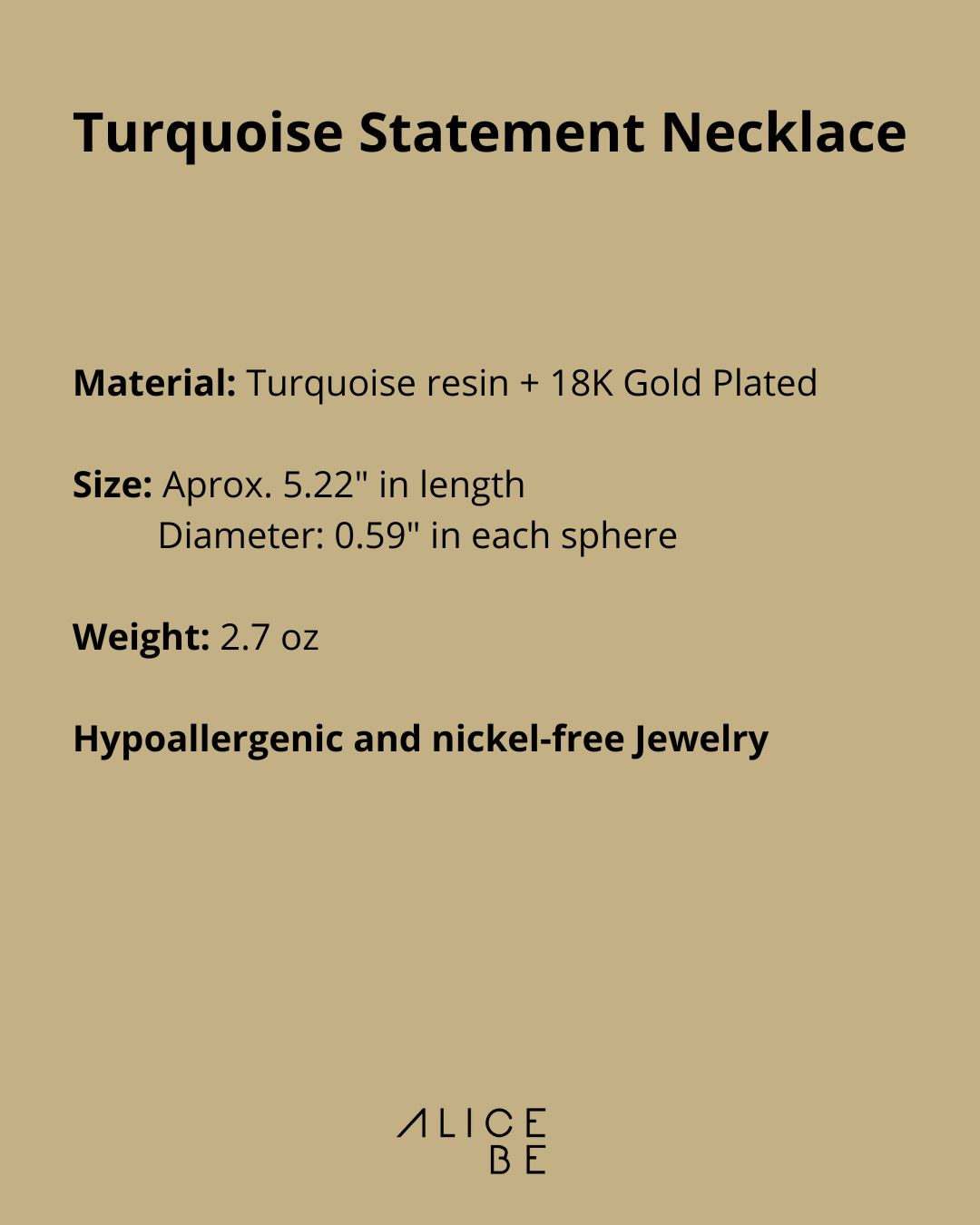 Big Beads Turquoise Gold Necklace