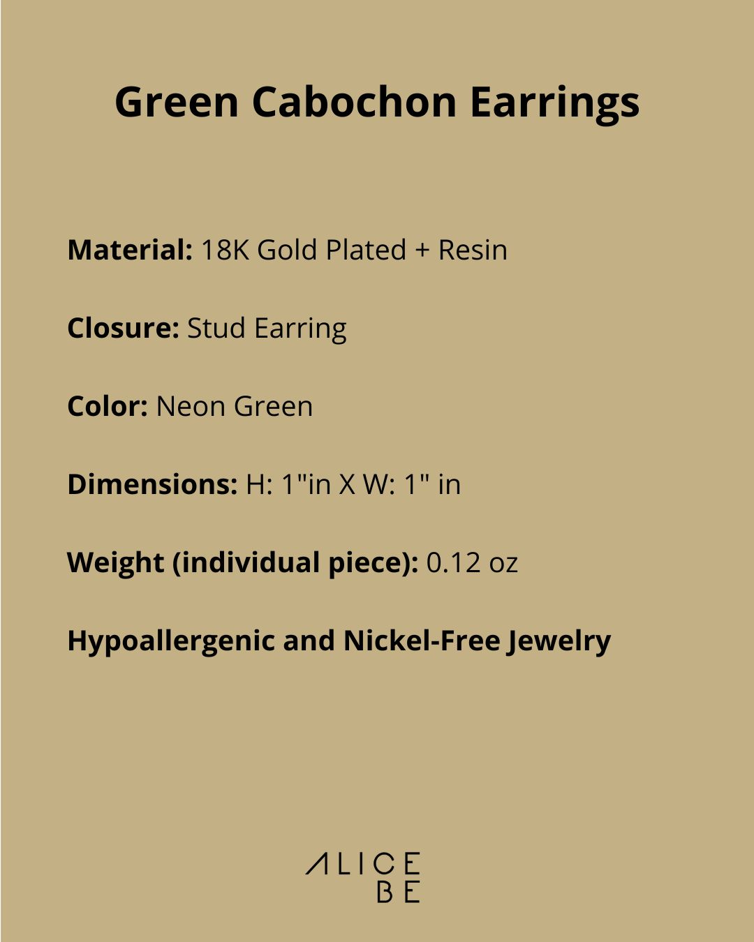 Neon Green Cabochon Earrings