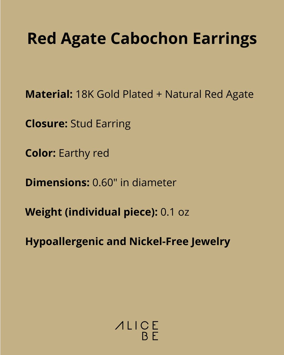 Red Agate Cabochon Earrings