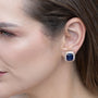 Radiant Halo Earrings - Navy Blue