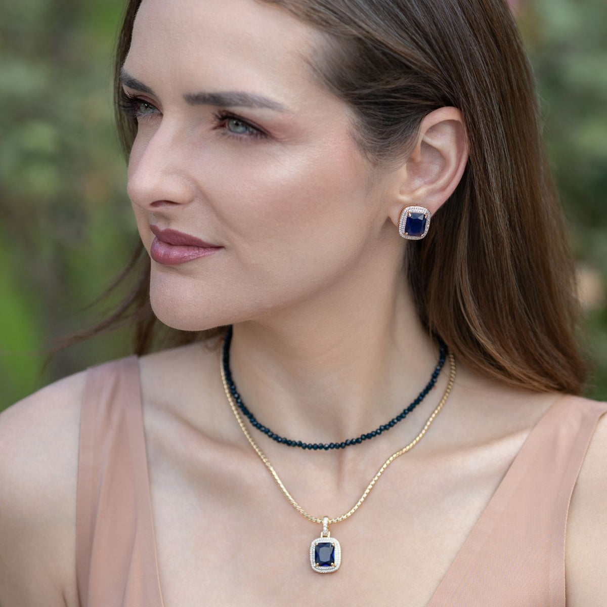 Radiant Halo Earrings - Navy Blue