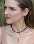 Radiant Halo Earrings - Navy Blue