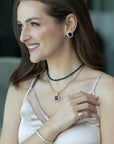 Radiant Halo Earrings - Navy Blue