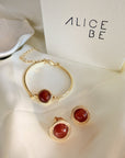Warm Elegance Red Agate Set - Bracelet + Earrings