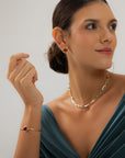 Warm Elegance Red Agate Set - Bracelet + Earrings