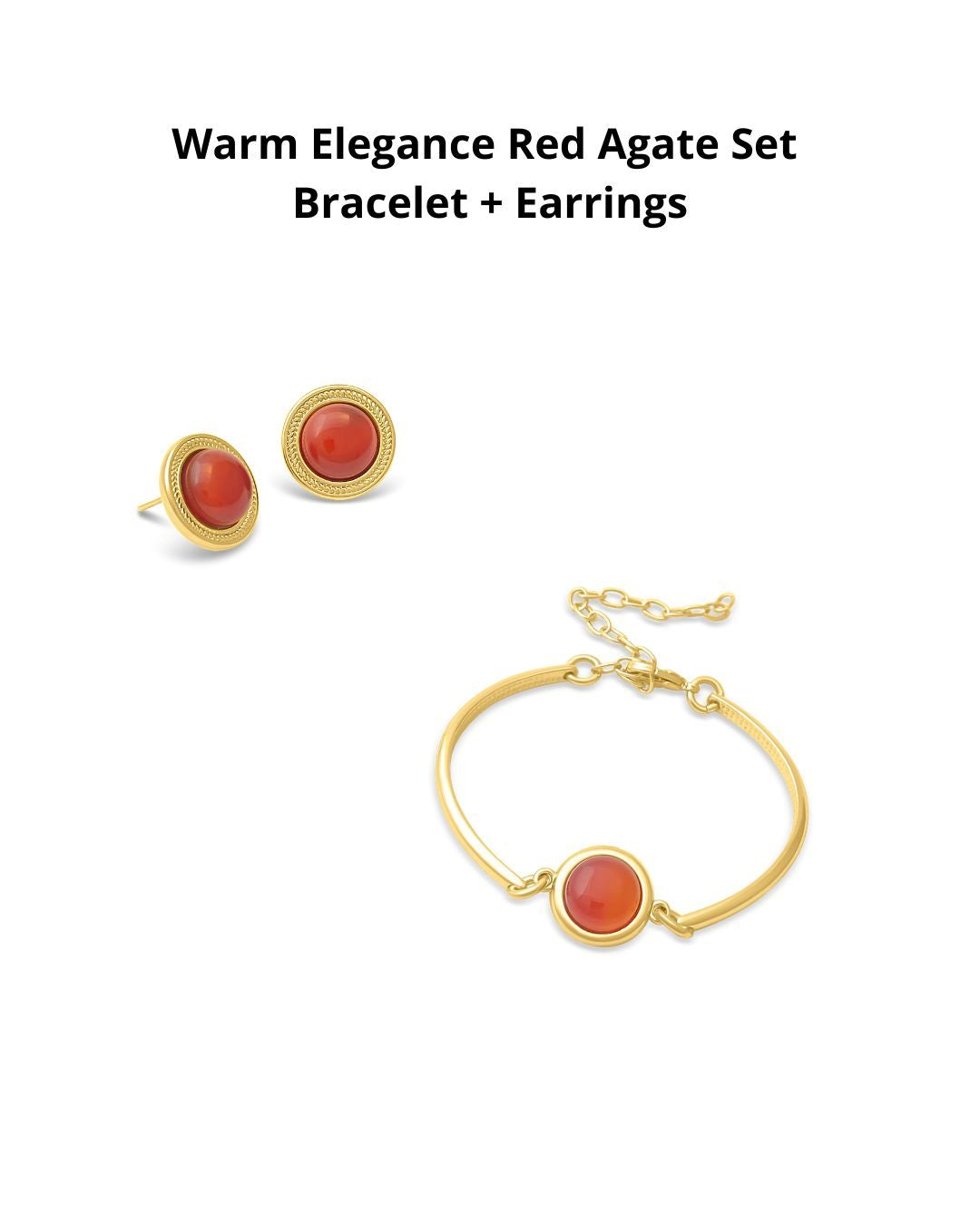 Warm Elegance Red Agate Set - Bracelet + Earrings