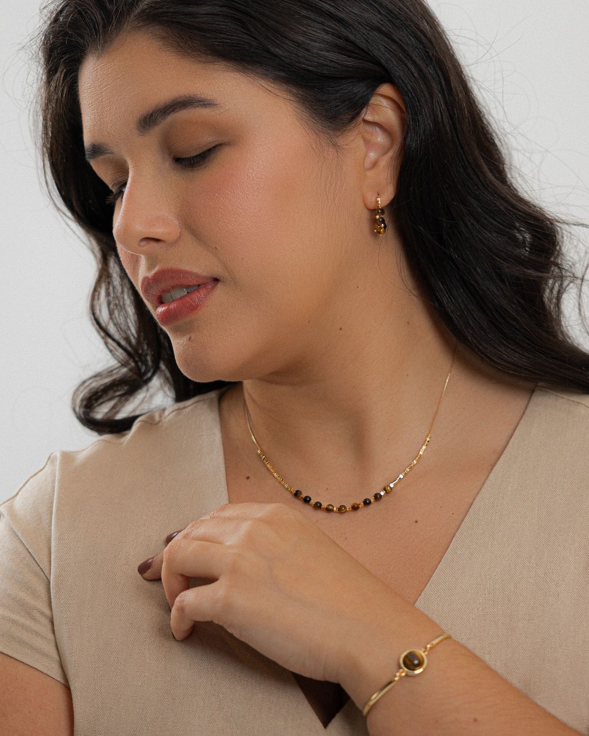 Tiger’s Eye Necklace with Square Beads