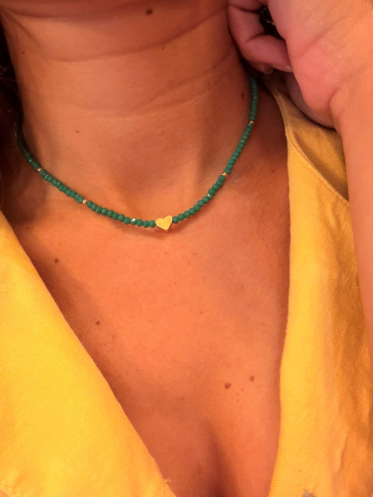 Crystal Choker with Heart Charm