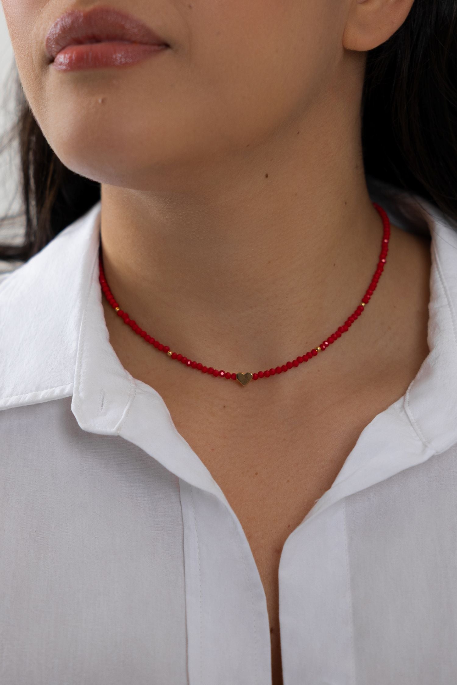 Crystal Choker with Heart Charm