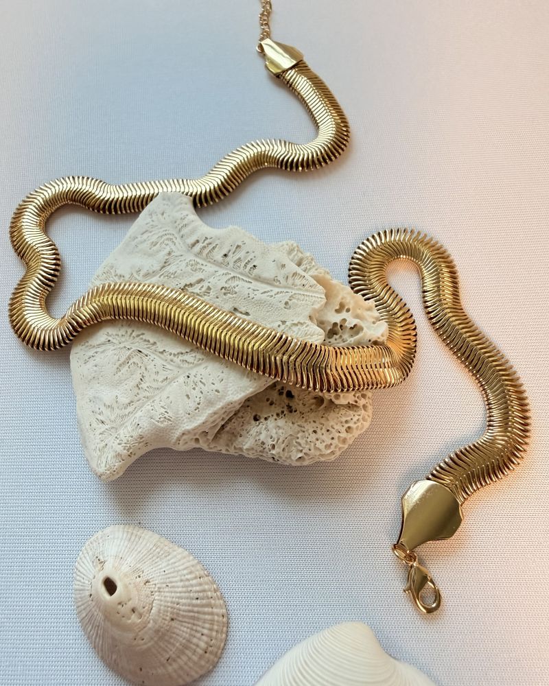 Gold Flat Snake Necklace