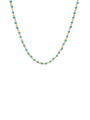 Gold Necklace with Green Crystals