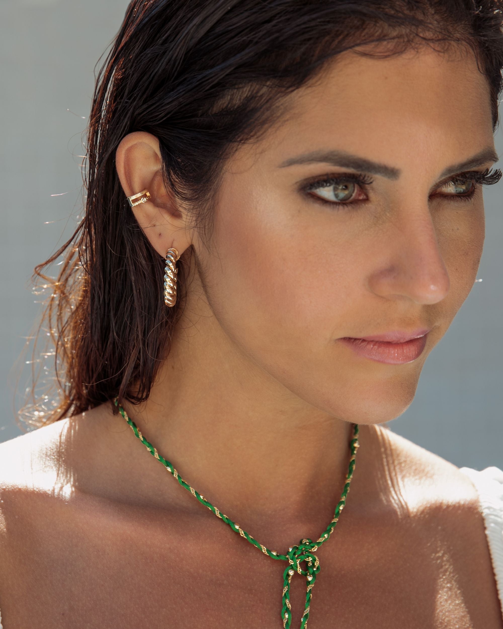 Gold Twisted Hoop Earring