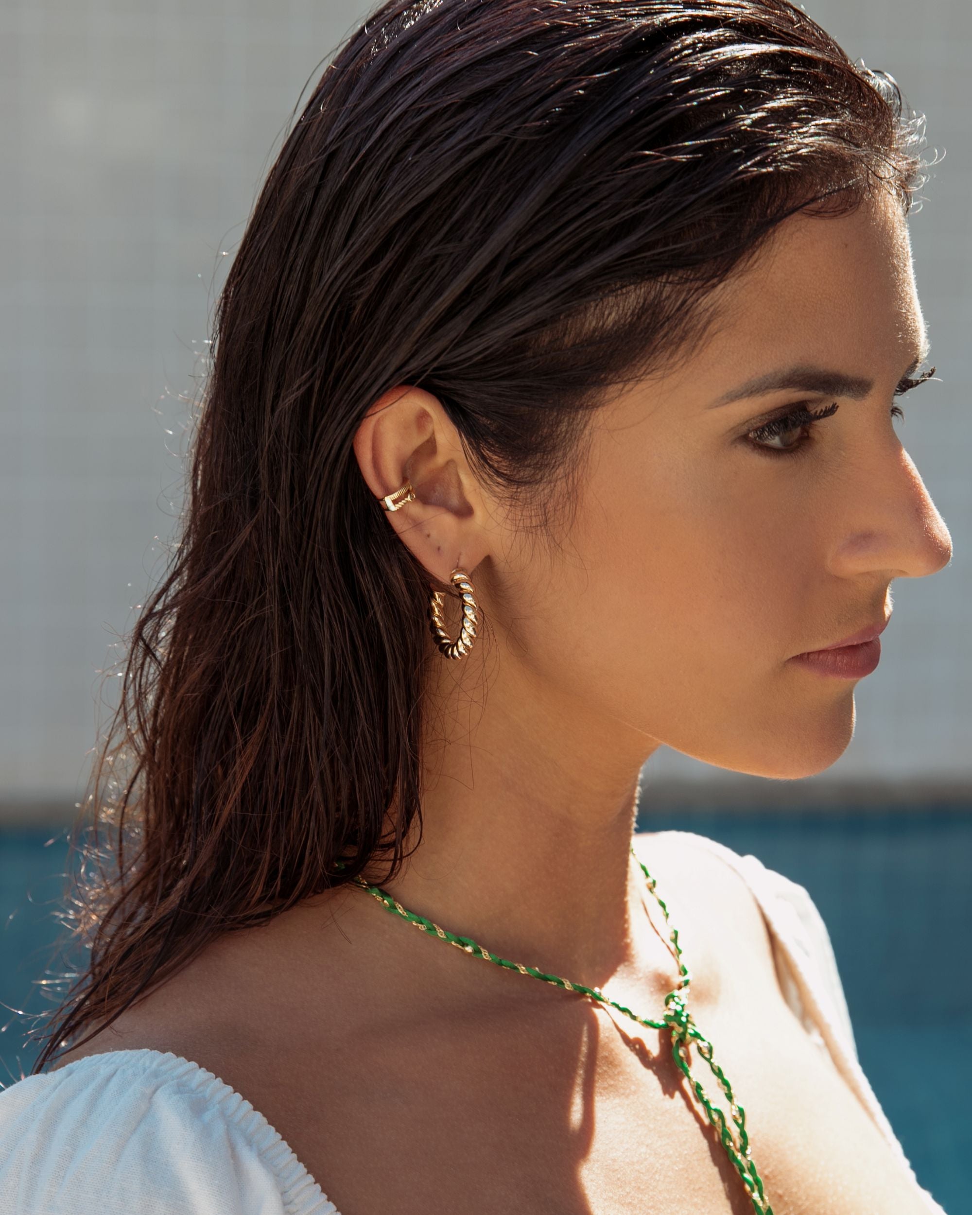 Gold Twisted Hoop Earring