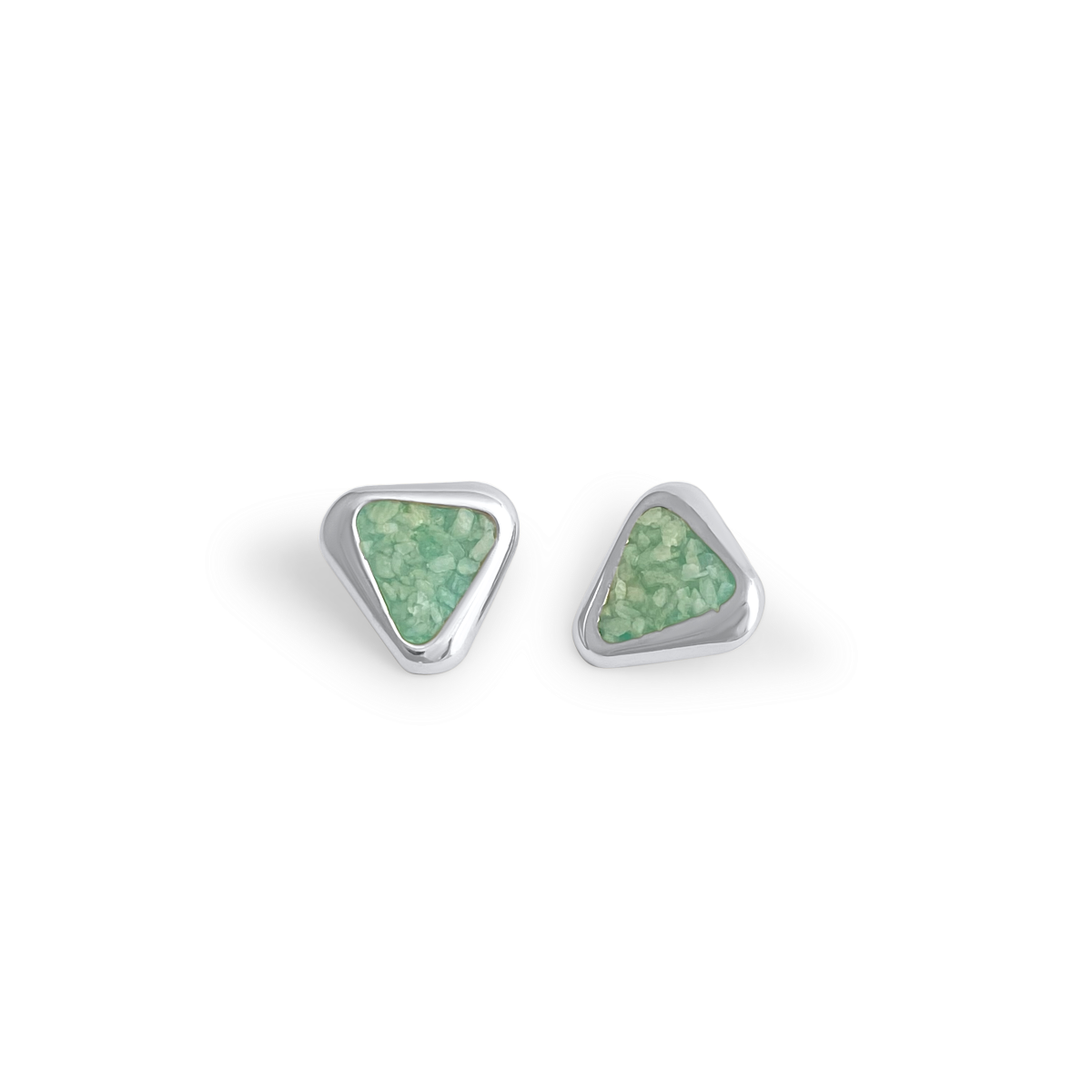 Green Amazonite Triangle Stud Earrings