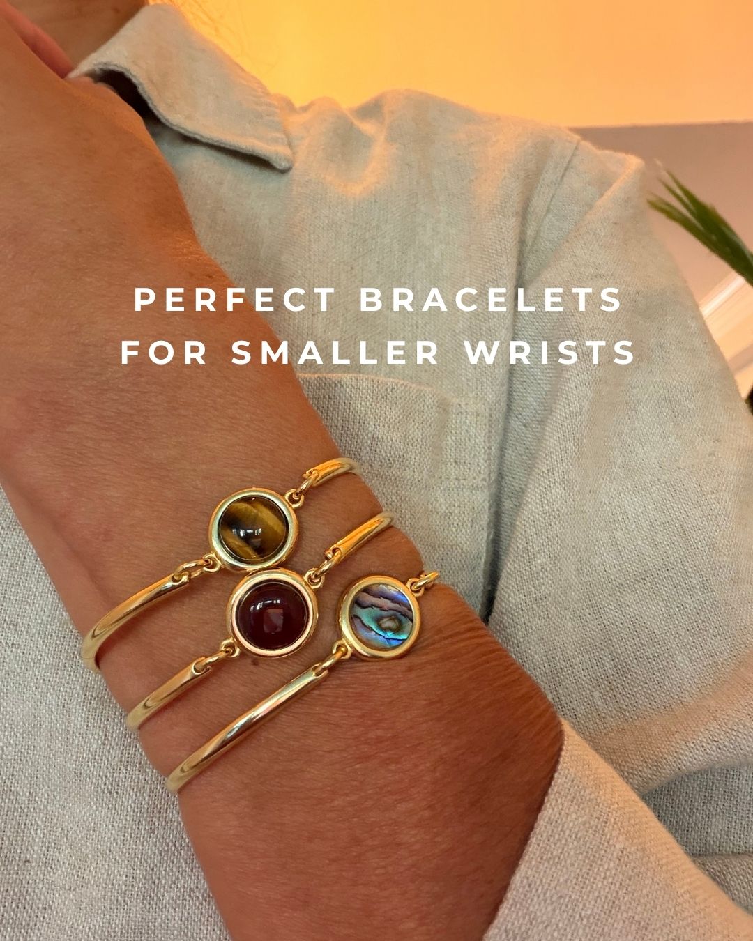 Natural Stone Gold-Plated Curved Bracelet