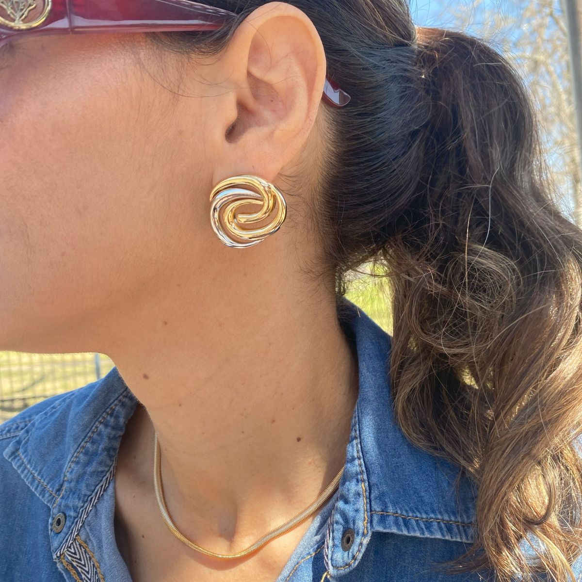 Organic Dual Gold Earrings