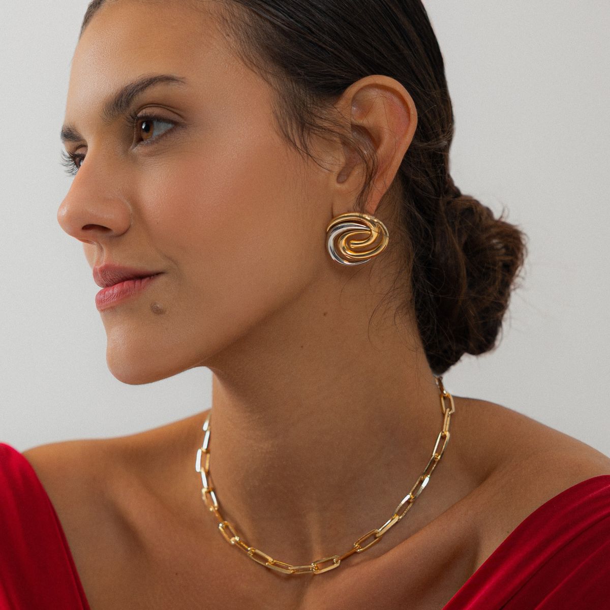 Organic Dual Gold Earrings
