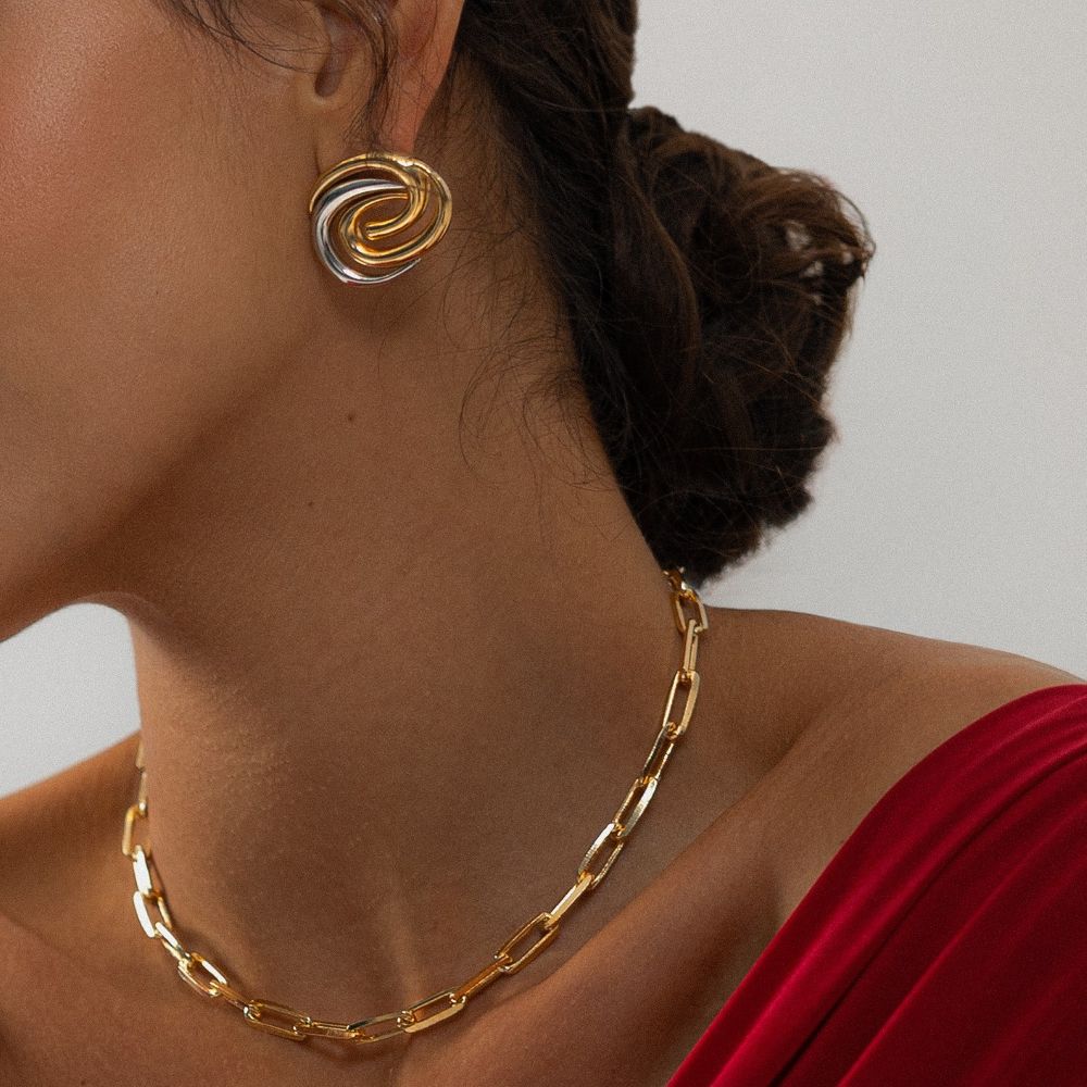 Organic Dual Gold Earrings