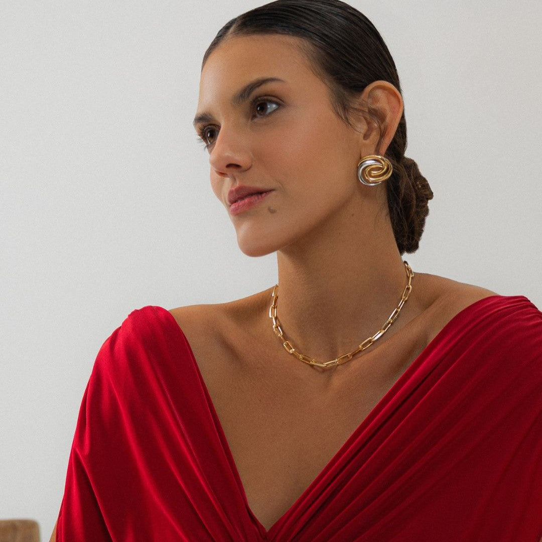 Organic Dual Gold Earrings