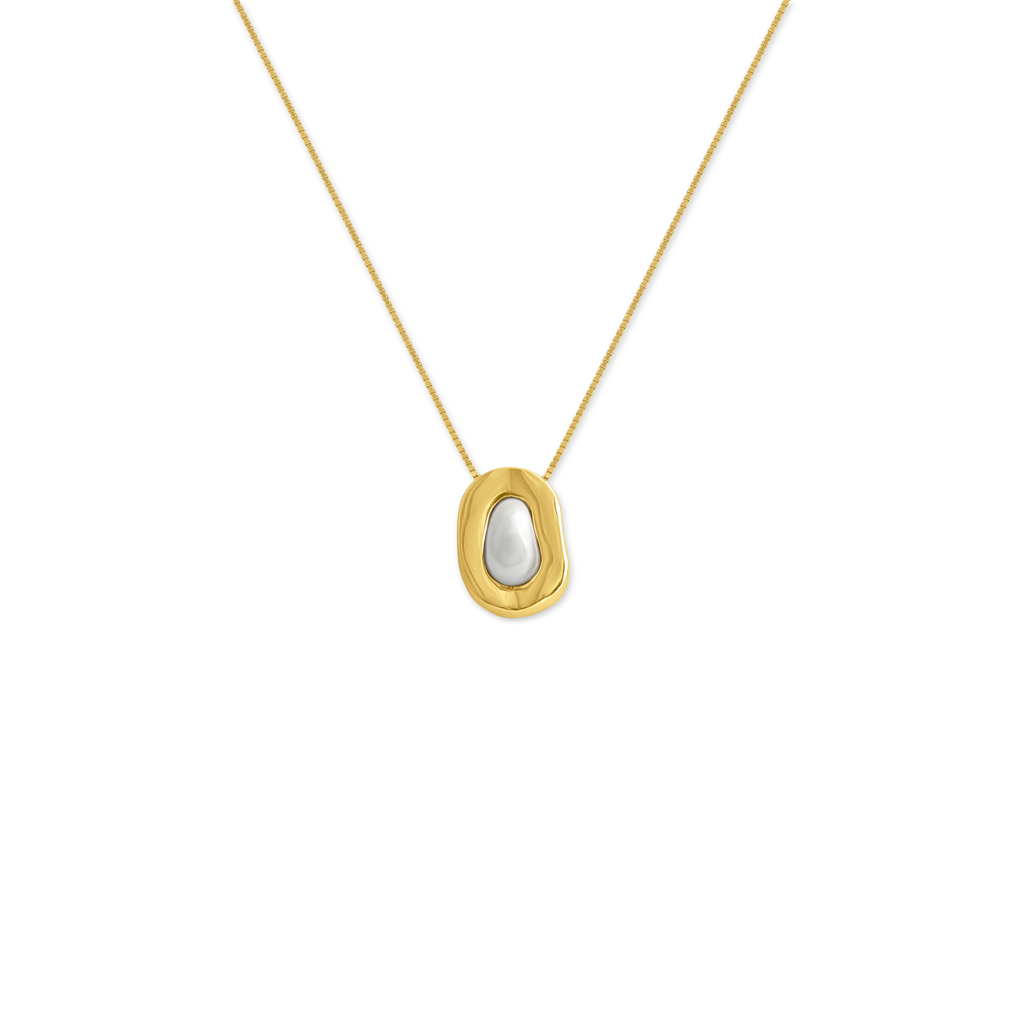 Gold Organic Pearl Necklace