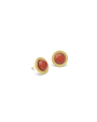 Red Agate Gold-Plated Round Earrings