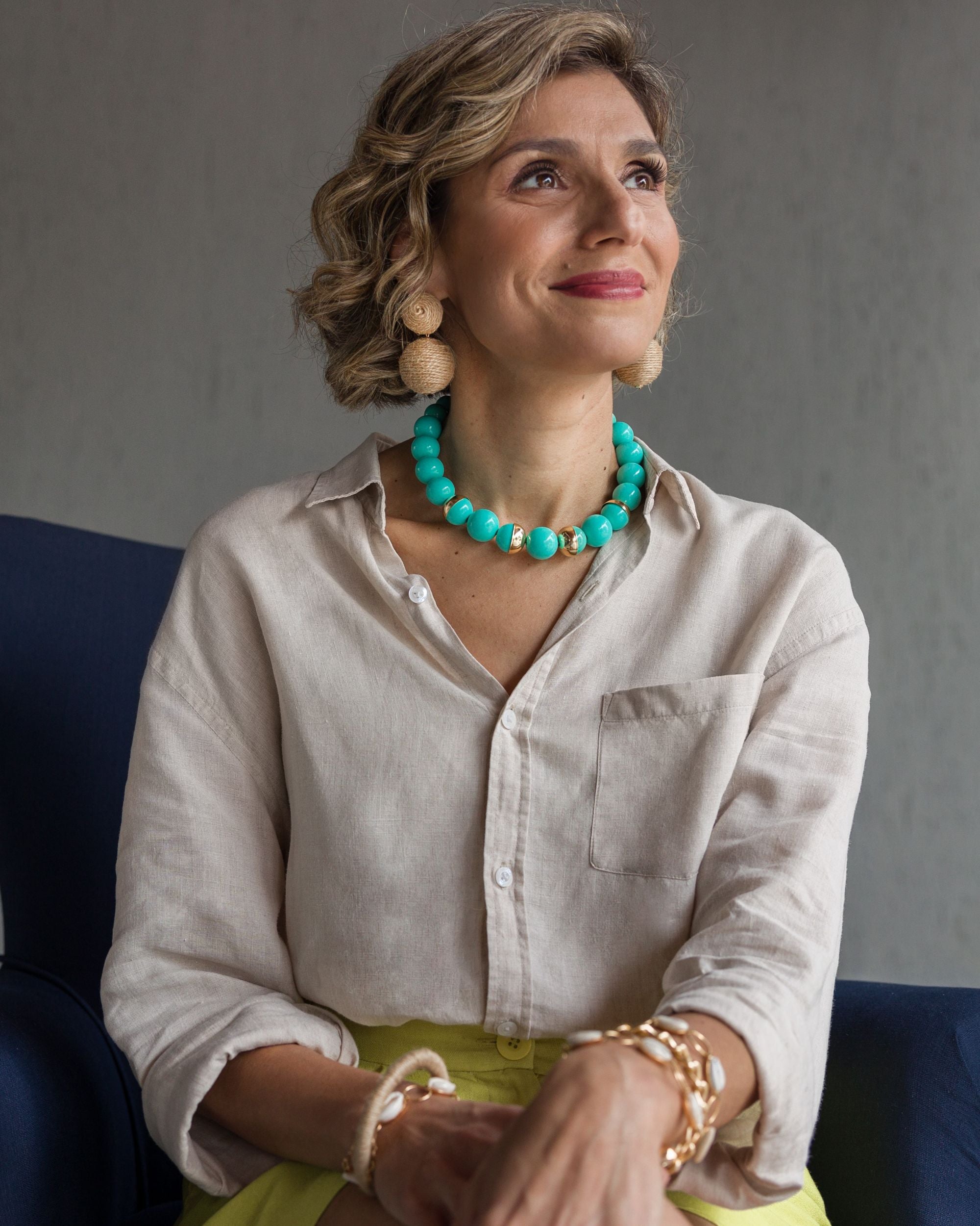Big Beads Turquoise Gold Collar